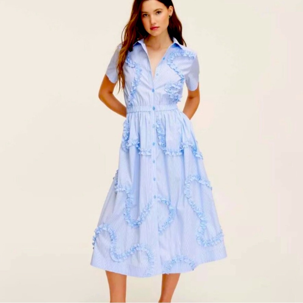 NWT Kate Spade x Target Women’s Ribbon Short Sleeve Midi Shirtdress Blue Sz SM